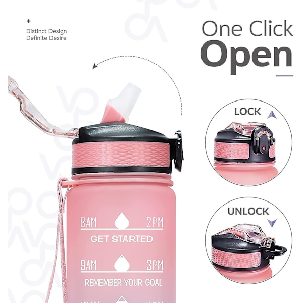 32oz Bpa gratis dricksvattenflaska för friluftsentusiaster Ombre Pink Blue