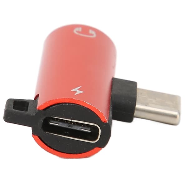 Type C til 3,5 mm hodetelefonadapterlader 2 i 1 HIFI Audio PD Hurtiglading Rød