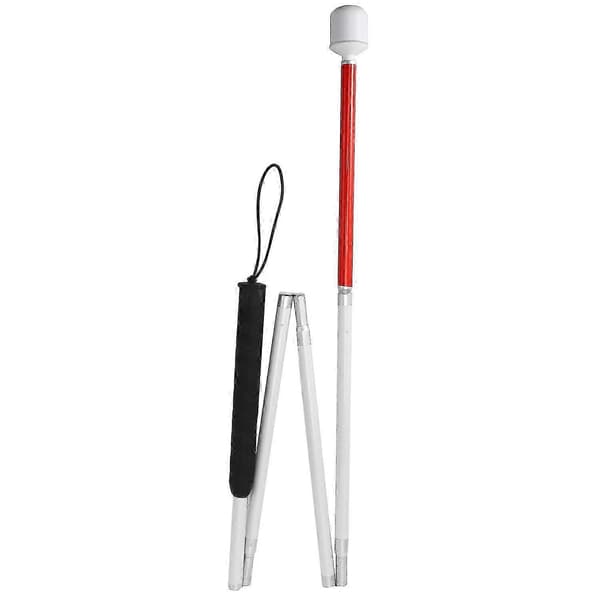 [DT]Sammenfoldelig aluminiumsstok 4-delt foldestok med rullespids til blindestok