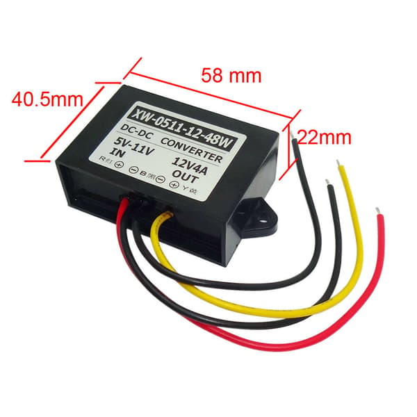 6V til 12V omformer 4A Svart Black one size