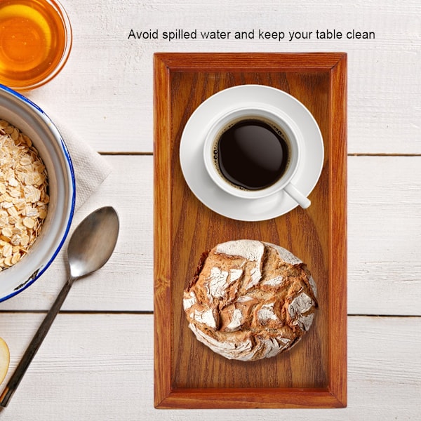 Rektangulært trebrett for servering av snacks og mat – Ideelt oppbevaringsfat for hotell og hjem (22*12cm)