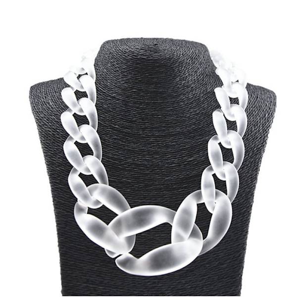 Akryl Chunky Chain Choker Halsband för kvinnor Vit