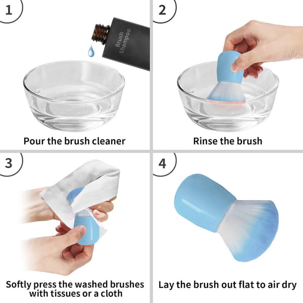【DENGTU】Foundation Brush for Blush and Concealer, Blending Brush with Soft Synthetic Bristles, Retractable Makeup Brushes Versatile Compact Applicator Plain Blue