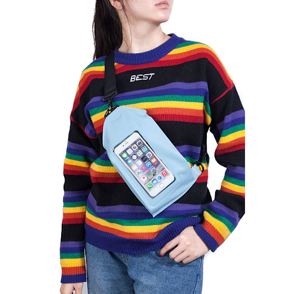 Casual PVC forseglet crossbody mavetaske Sky Blue