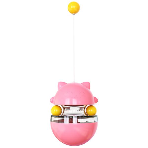 Rosa interaktiv kattleksak, interaktiv kattglaskula, med matautomat, kattglasleksak, smart kattleksak
