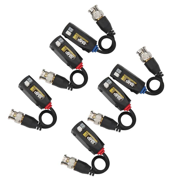 6 stk. Video Power Balun 8MP Anti Thunder Transmitter for CVI/TVI/AHD/CVBS Transceiver