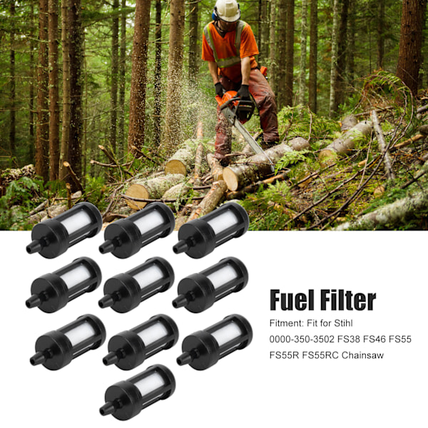 10 polttoainesuodatinta Stihl FS38, FS46, FS55, FS55R ja FS55RC moottorisahoihin