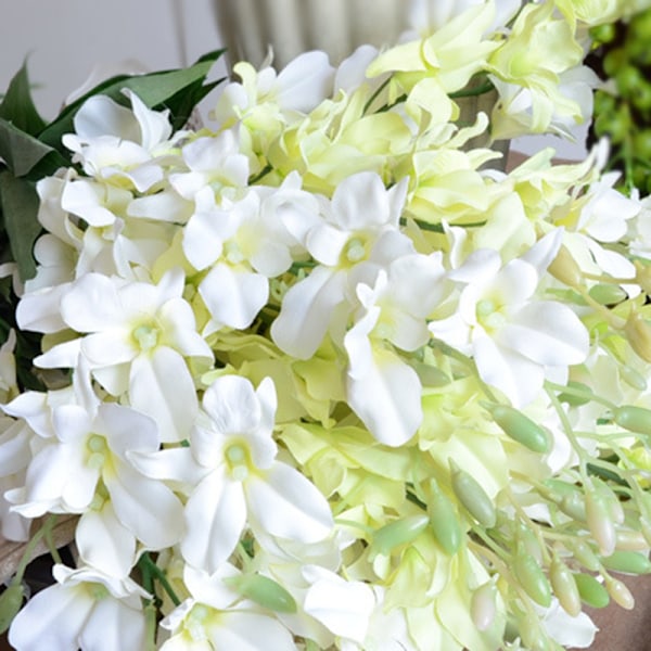 Enkelt Hvit Kunstig Orkide Blomst for Bryllup - 1 Pakke