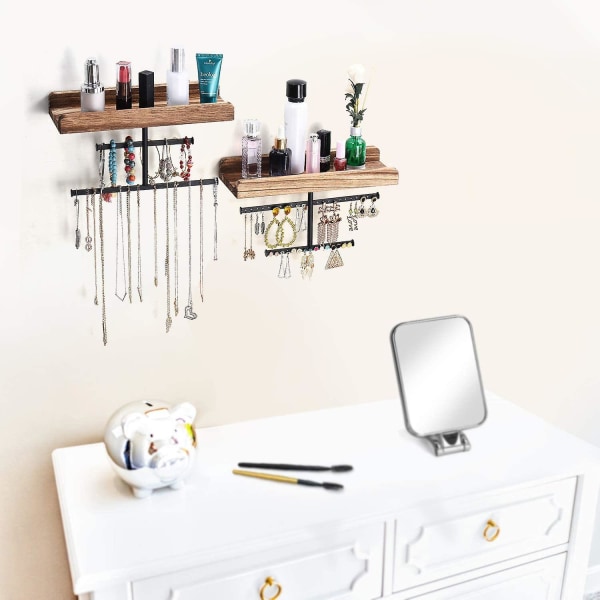 2-piece set Hängande väggmonterad organizer med rustikt trä