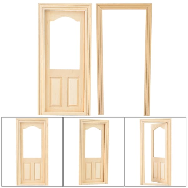 Miniature Træ DIY Dukkehus Dør Møbler til 1:12 Skala Tilbehør