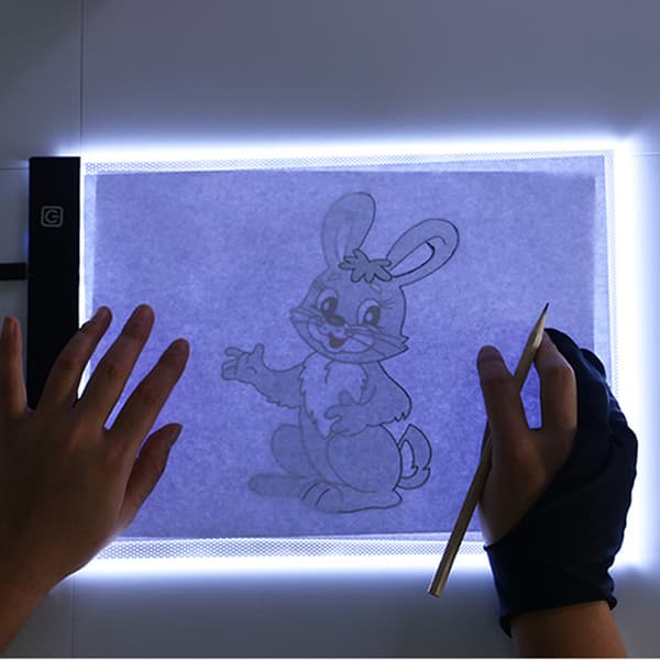 Bærbart LED whiteboard med sort ramme A4 størrelse vandtæt trinløs dæmpning