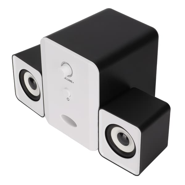 USB-drevet stationær computerhøjttalere med subwoofer til PC, bærbar computer, tablet, Dazzle Version, sort/hvid