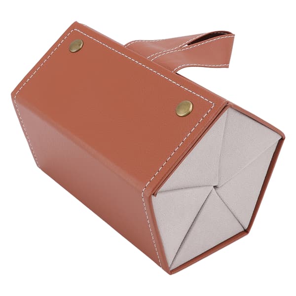 Brun PU Læder Solbrille Organizer Etui Flere Rum Briller Smykker