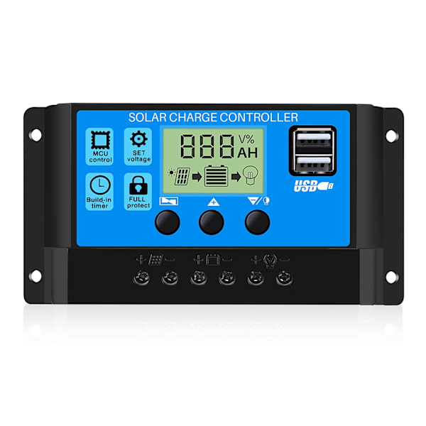 30A Solar Charge Controller med LCD-skärm