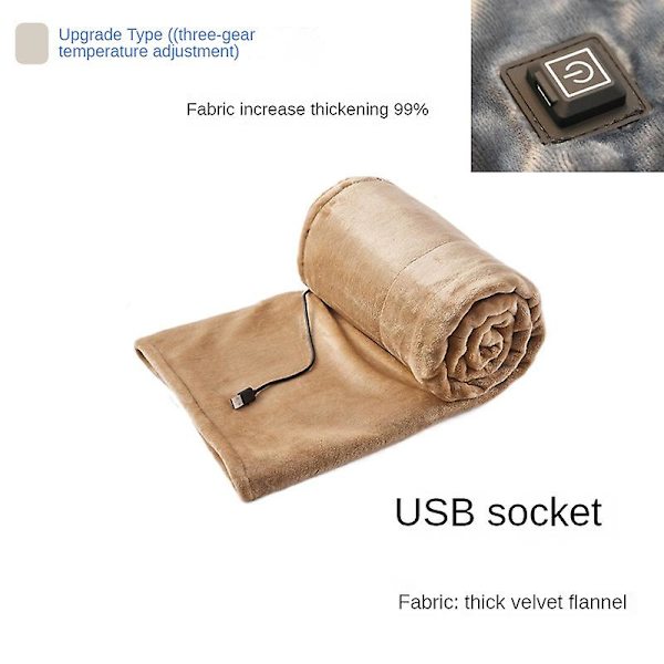 Flanellvärmefilt, maskintvättbar, USB 5 volt bärbar 100*80cm