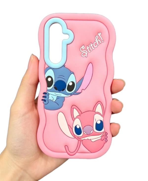 (Til Samsung A16) Lilo og Stitch silikondeksel mobildeksel rosa