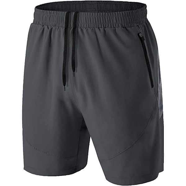 Sportshorts för män, snabbtorkande lättviktare med dragkedjefickor grey M