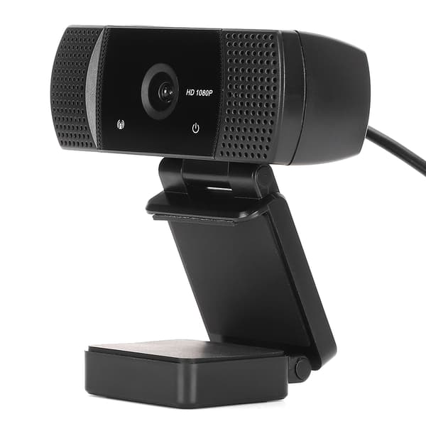 USB Webcam med indbygget mikrofon 1080P HD skrivebordskamera til videoopkald konference sort