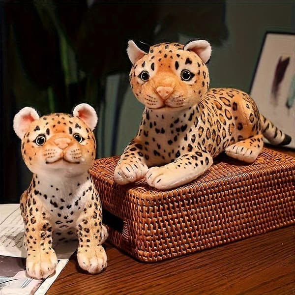 Simulerad liten leoparddocka plyschleksak leopardunge docka skrivbordsprydnader presenter för män och kvinnor Standing posture