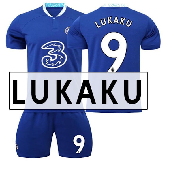 Chelsea FC Kotipaita 2022/23 - Lasten Jalkapalloasu Jalkapallo Urheiluvaatteet Lukaku No.9 M
