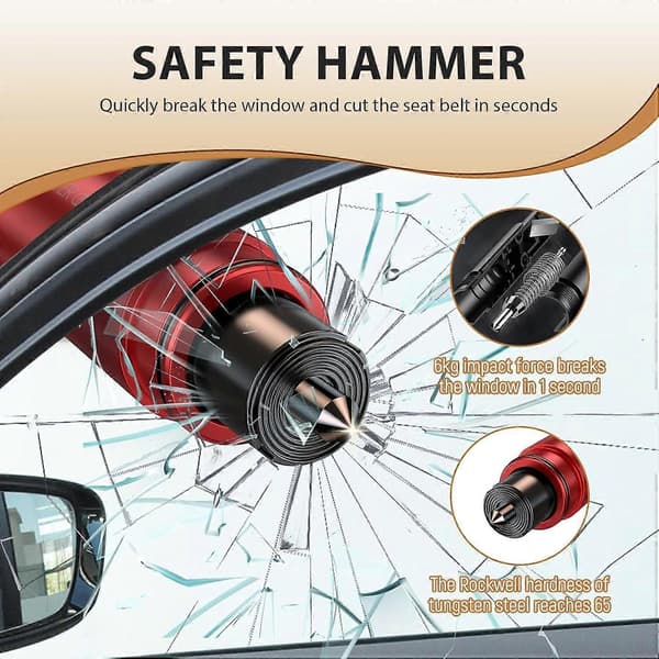 [DT]Högkvalitativt helt nytt 4-pack nödhammare och säkerhetskniv för bil - Säkerhet H