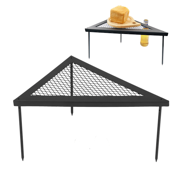 Utomhuscamping och Barbecue Smidesjärn Triangelbord och Ställ