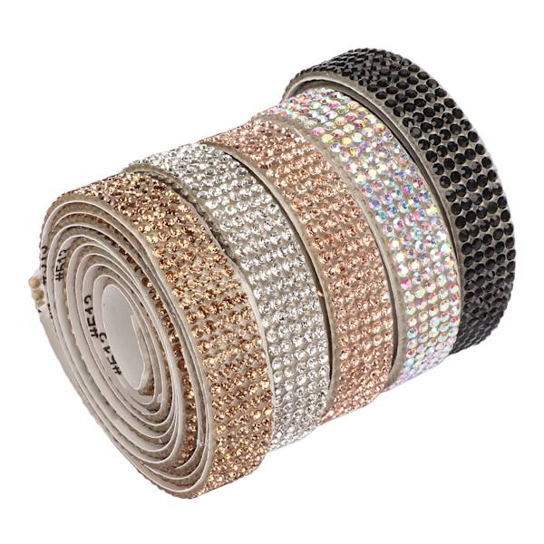 DIY Rhinestone-bånd med selvklæbende bagside - 5 meter i alt, 1 cm bredde, kan klippes - ideel til sko og fotorammer