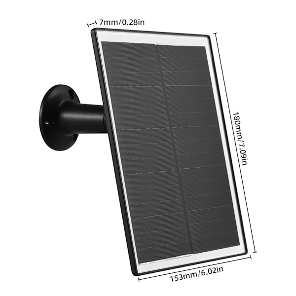 10W Solcelleoplader til Sikkerhedskameraer: Type-C, 5V, 3 meter Kabel, Justerbart Beslag