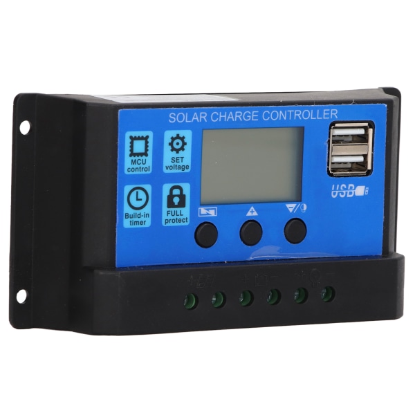 PWM solcelleladningsregulator med LCD-display til 10A 12V/24V strøm, automatisk genkendelsesfunktion