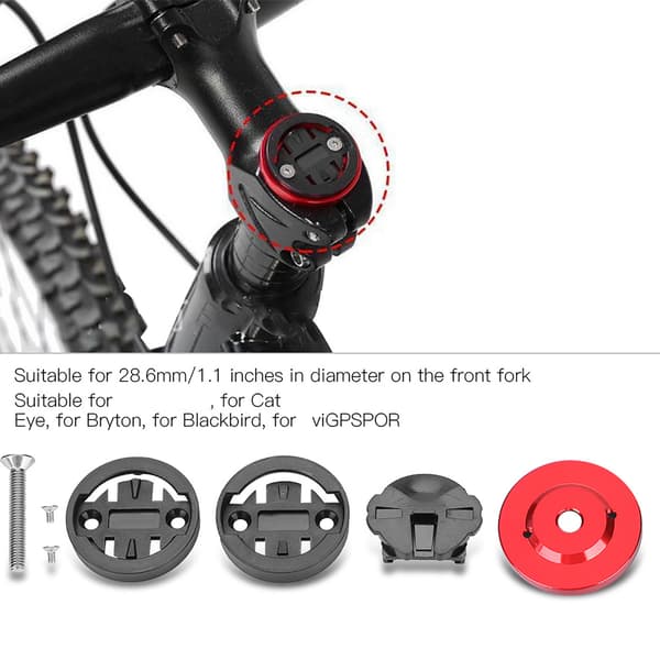 Holder til cykelcomputer til mountainbike - Stem Top Cap Stopur GPS Hastighedsmåler Montering (Rød)