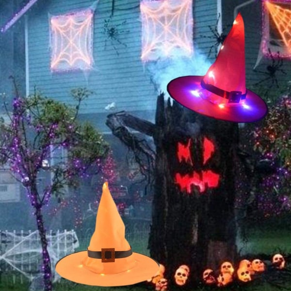 Halloween dekorationer utomhus hängande upplyst glödande häxhatt 5 pcs