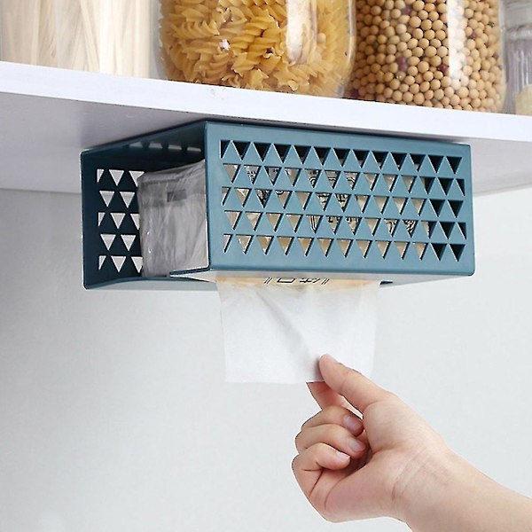 Tissue Storage Box Punch Free Case Wall Dispenser Blue 13*19*8cm