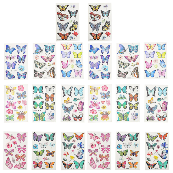 20 ark Fjärilar Tillfälliga tatueringar Kroppsfalska tatueringar