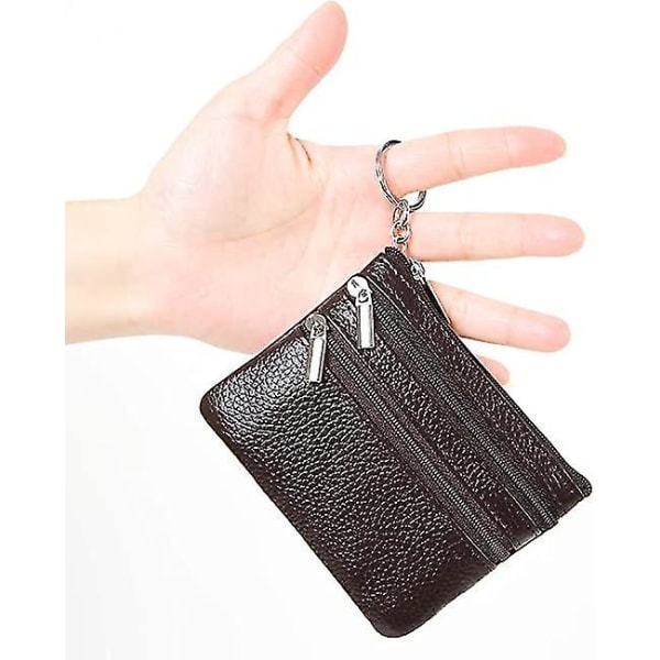 Kvinnors myntväska i äkta läder Mini-väska Bytesplånbok med nyckelring