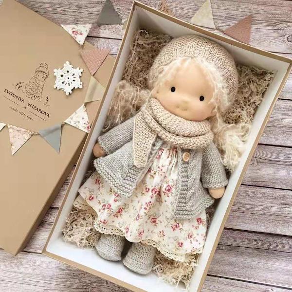Waldorf Doll Plysch Baby Doll Handgjord plyschdocka med kläder style 12