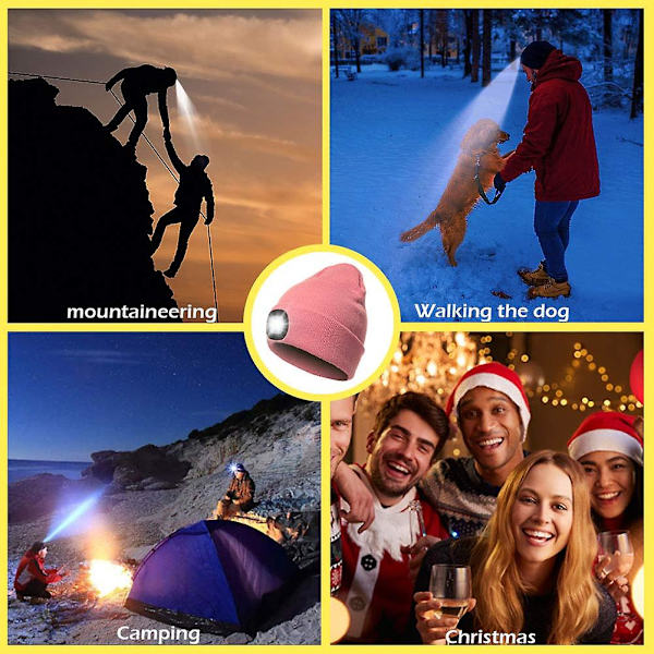 Led Beanie Cap USB Uppladdningsbar Pink