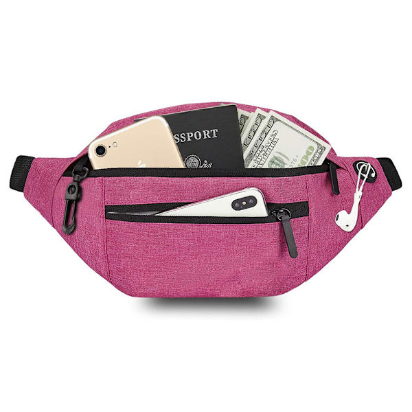 Stor Messenger Fanny Bag med dragkedja rose red