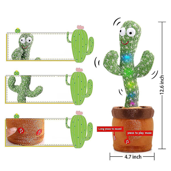 Dansande kaktus, pratande kaktusleksak upprepar vad du säger Cactus + Pink rounded corners
