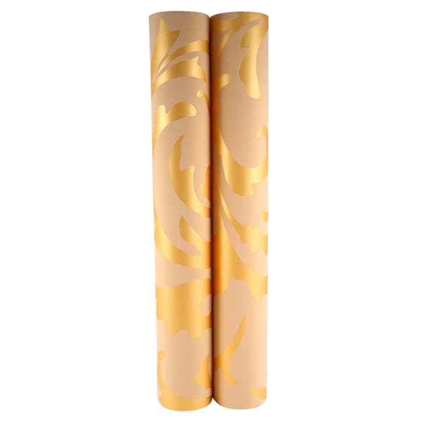 Nonwoven Tapet Barock Design Damask Ornament Guld 3D Optisk Effekt
