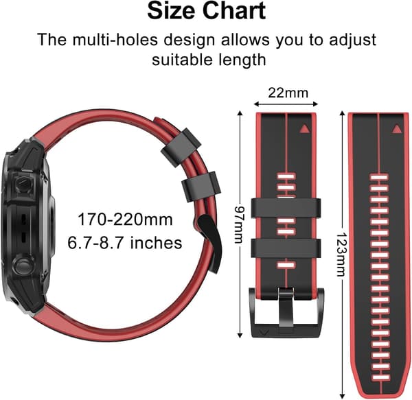 Rem til Garmin Fenix 7/Fenix 6/Fenix 5/EPIX 2, Quick Fit 22mm Silikone Urrem til Approach S60/S62, D2 Delta, Forerunner 935/945