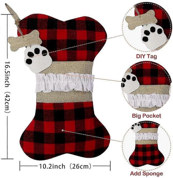 Julestrømpepose, Buffalo Plaid Julestrømper Stor Benform Hængende Kæledyrsstrømper Til Dekorationer 2pcs