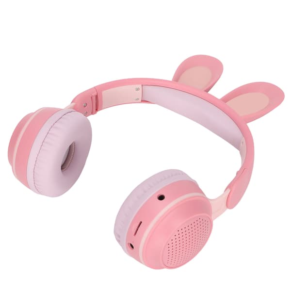 Kaninøre Bluetooth 5.0 Trådløse Hovedtelefoner Sammenfoldelig LED-lys Børneheadset til PC Tablet Online Læring Pink