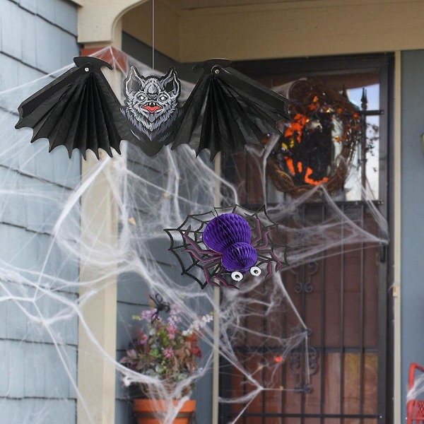 Spindelfladdermus papper honeycomb hängande lykta prydnader Halloween 3