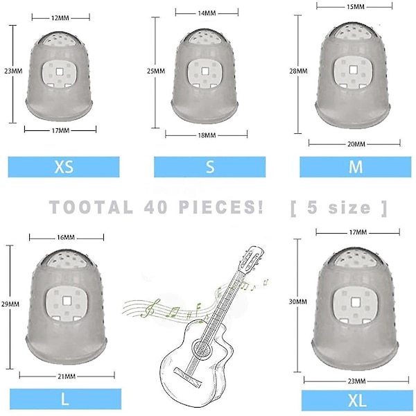 Silikon gitarr fingerskydd, gitarr fingertopp grey