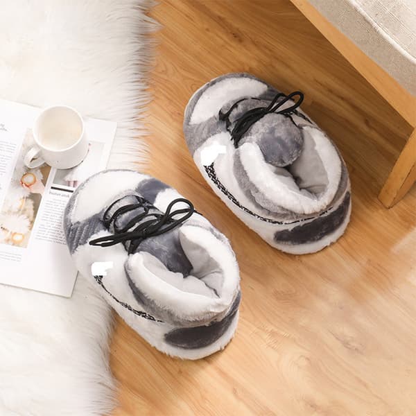 Mote Store Bomullssko Varmende Vanntette Tøfler For Stue Gray and White Dior