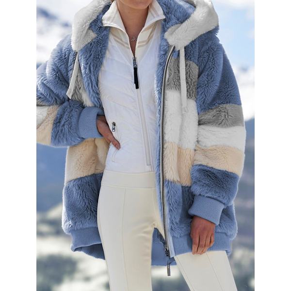 Huva DrawstrinCoaPaneColoZiPufJacket Blue 4XL