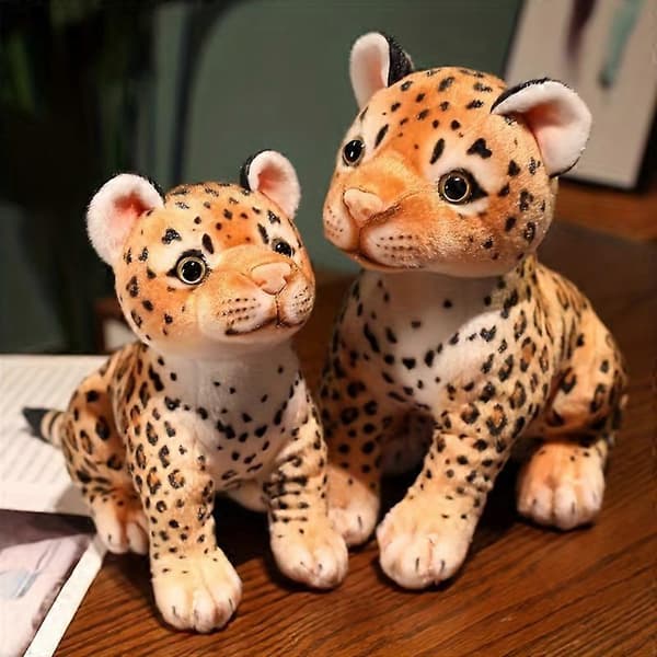 Simulerad liten leoparddocka plyschleksak leopardunge docka skrivbordsprydnader presenter för män och kvinnor Standing posture