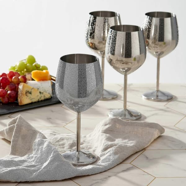 Elegante vinglass i rustfritt stål sølv - Robuste og uknuselige
