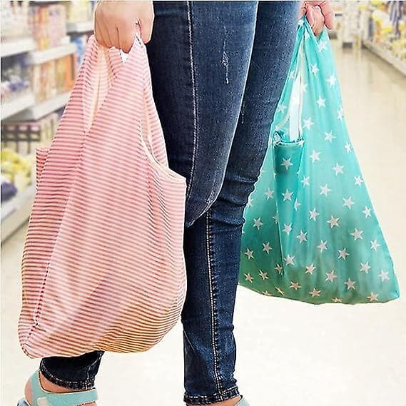 6-pack återanvändbara shoppingkassar med påse, vikbara, tvättbara