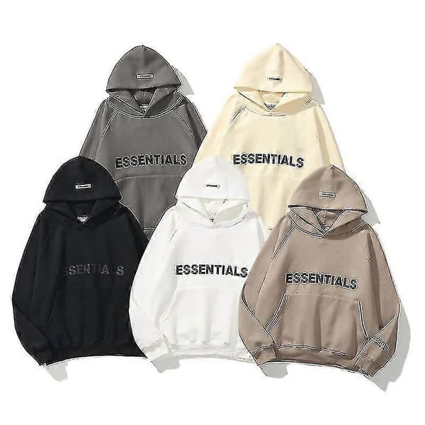 Hettegenser med doble linjebokstaver - Hipster Monogram hettegensere for menn og kvinner White 3XL